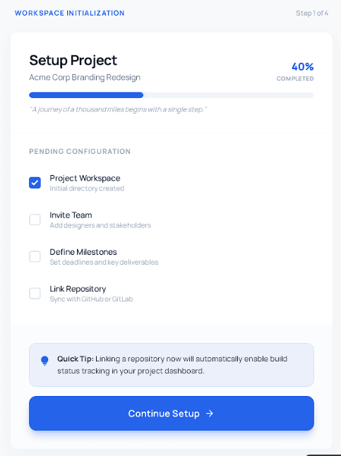 Project Setup Screen