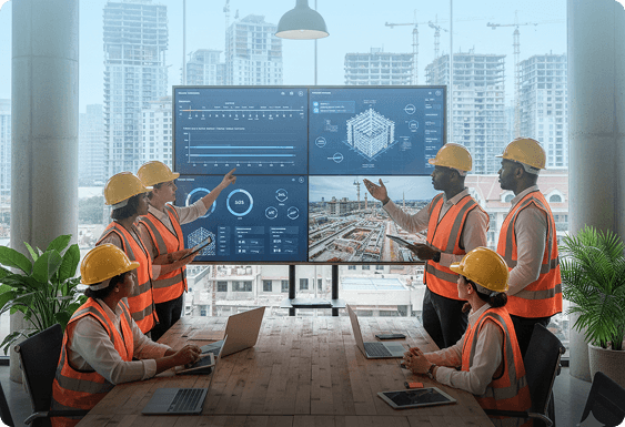 Growing construction team using the platform