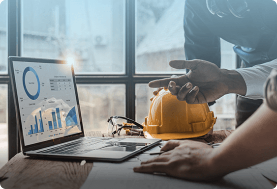 Project management dashboard with construction overview